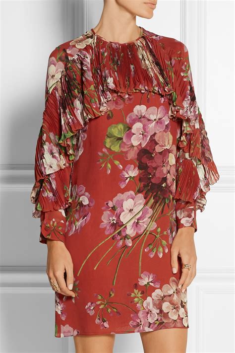 gucci printed silk-georgette mini dress